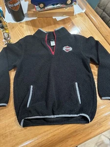Harley Davidson Black sherpa fleece 1/4 zip pullover youth Medium 10/12 - Picture 1 of 5