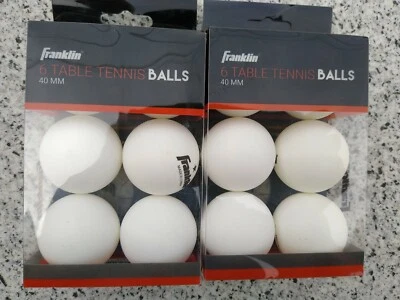 Franklin 40mm classic white table tennis balls one Star 2 pack 6 each ping pong - Image 1 of 3