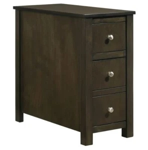 Issac Chair side Table Gray Walnut With Drawers - Picture 1 of 5