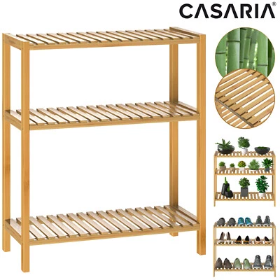 CASARIA® Badezimmer Regal Bambus Holz 3 Böden 30kg Belastbar Flur Küche Klarlack - Bild 1 von 4