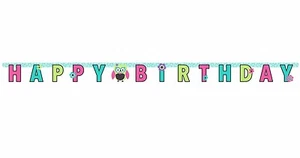 Owl Letter Banner Girl Birthday Party Decoration Jointed Hanging Decor 5.5 Foot - Picture 1 of 1
