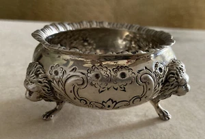 Vintage Baltimore Silvermiths Mfg Sterling Silver Open Salt Cellar Repousse Lion - Picture 1 of 9