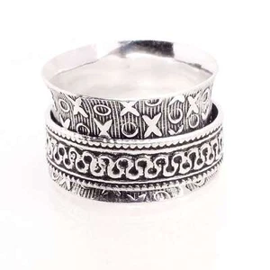 Silver Plated Spinner Ring Handmade Jewelry Gift For Women Size US 7.75 R-846 - Picture 1 of 3