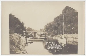 Constantia 1910, Nueva York - FOTO REAL Navegación en Scriba Creek - Postal antigua - Imagen 1 de 2