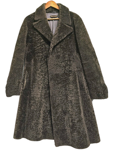 Cappotto pelliccia BOTTEGA VENETA agnello marrone scuro US 38 EUR 48 spesso lussuoso NO CINTURA