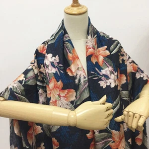 Floral print Silk cotton blended fabric not sheer for women dress,SCT765 - Picture 1 of 7