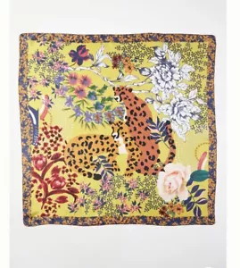 Anthropologie Silk Tger Print Scarf 25x25 - Picture 1 of 4