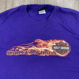 Camiseta de motociclista Harley-Davidson para hombre 2XL con gráfico de llama púrpura Y2K Twin Cities - Imagen 1 de 16