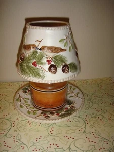 Yankee Candle Small Birds & Pinecones Topper & Plate 2 Piece - Picture 1 of 11