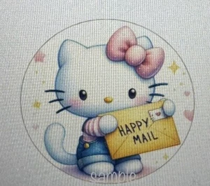 KITTY HAPPY MAIL ENVELOPE SEALS LABELS STICKERS ADORABLE CAT - Picture 1 of 1
