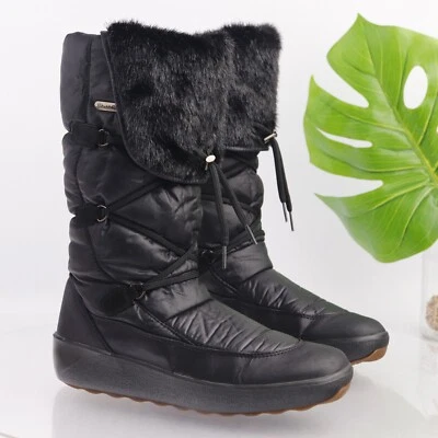 Pajar Canada Women's Boots Size 41 10 Waterproof Black Nylon Fur Pull On Quilted - Image 1 of 4