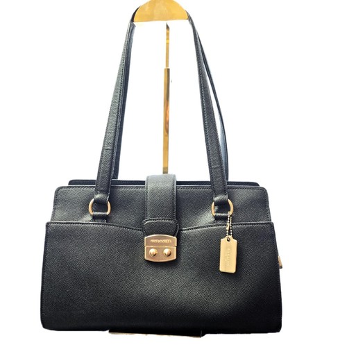 Coach Avary Carryall in pelle nera incrociata con ferramenta tono oro