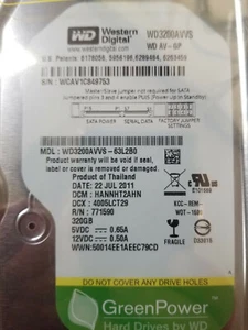 WD WD3200AVVS-63L2B0, 320GB 3.5" HDD DCM: HANNHT2AHN, WD3200AVVS - Picture 1 of 2