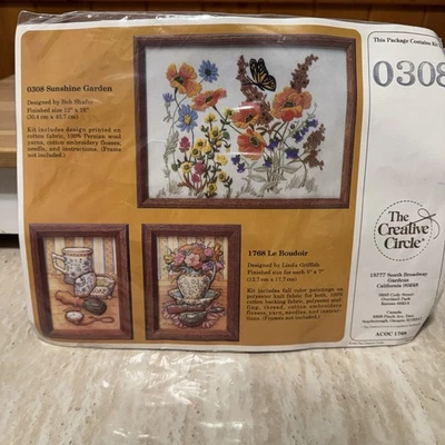 Vintage 1984 The Creative Circle 0308 Sunshine Garden Crewel Yarn Art Kit - Image 1 of 4