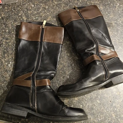 Botas hasta la rodilla Michael Kors cremallera lateral negras marrones imitación cuero niños niñas mujeres 5 Foto 1 de 4