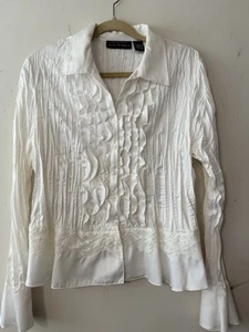 SEPARATES NYC DESIGN CO IVORY CRINKLE BUTTON UP TOP BOHO ROCK HIP ROCKABILLY L - Bild 1 von 15