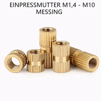 Einpressmutter M1,4 - M10 Einschlagmutter Rändelmutter Gewindeeinsatz, Messing - Bild 1 von 4