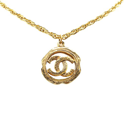 Collana CHANEL Coco Mark cerchio tondo placcato oro da donna