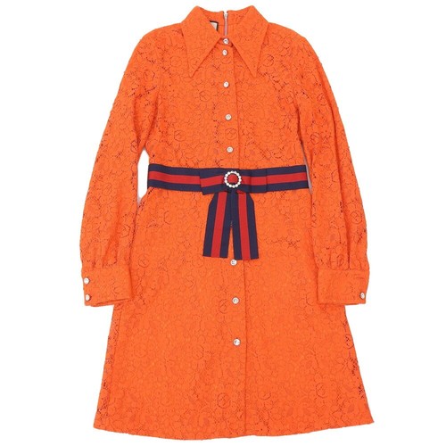 Abito Gucci Web Nastro Cristallo Bottoni Schiena Zip Pizzo 38 475846 Zht25 r10_0711