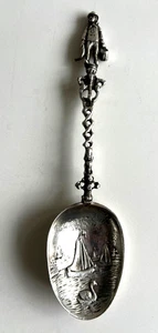 VINTAGE GROSSER SILBERLÖFFEL MEDITERRANES MOTIV HANDARBEIT! - Bild 1 von 5