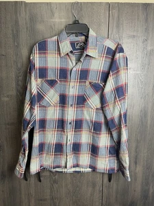 Vintage Rugged Wear Hemd Herren Medium Flanell Western Pearl Snap braun kariert - Bild 1 von 7