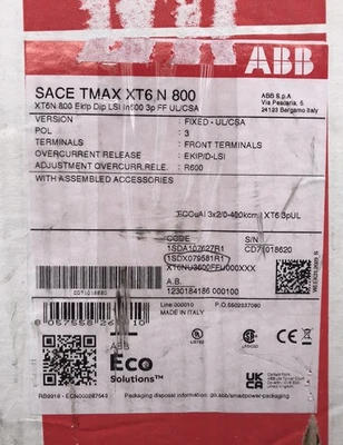 HOUSTON STOCK NUEVO ABB XT6NU3600FFU000XXX TMAX XT6N 600 AMP LSI ENVÍO GRATUITO Foto 1 de 4