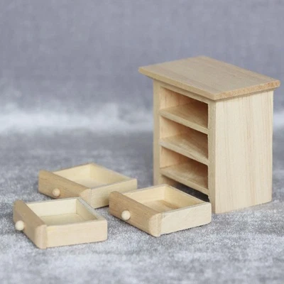 MARKENLOS 1:12 Puppenhaus Schlafzimmer Möbel Holz Nachttisch Schrank Puppen Haus