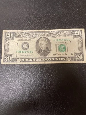 1990 Twenty Dollar ($20) Federal Reserve Note Vintage Circulated 35 Years Old - Image 1 of 4