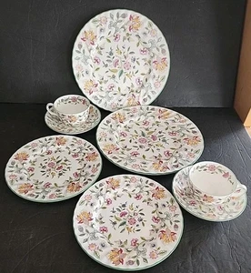 Minton Haddon Hall Dinnerware 10 pcs 2 Place Setting Dinner Salad Cup Saucer - Picture 1 of 18