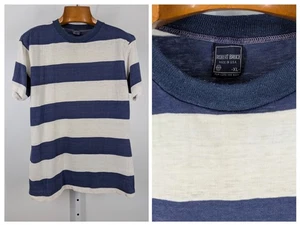 Camicia da spiaggia vintage anni 70 carta sottile righe sbiadite 5050 artista nautico bretone USA - Foto 1 di 4