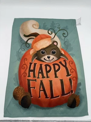 12 in. x 18 in. Hello Fall Squirrel Pumpkin Garden Flag - Image 1 of 4