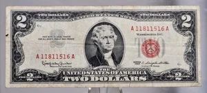 1963 U.S. Legal Tender 2 Dollar Note - Fancy Repeating Serial Number - 11811516 - Picture 1 of 2