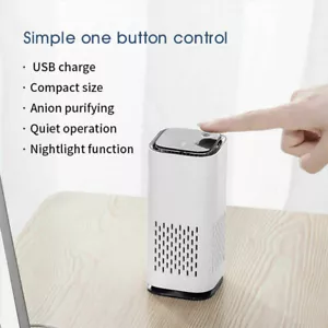 USB Car Air Purifier HEPA Ionizer Portable Mini Car Room Air Cleaner Freshener - Picture 1 of 14
