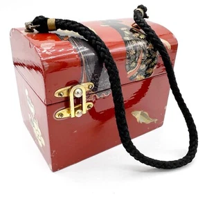Antique 1920's Lacquer Ware Decoupage Purse Hand Bag Geisha Charles Marchant - Picture 1 of 14