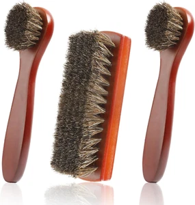 Horse Hair Shoe Brush Set - 3 Pieces for Gentle Leather Cleaning - Picture 1 of 11