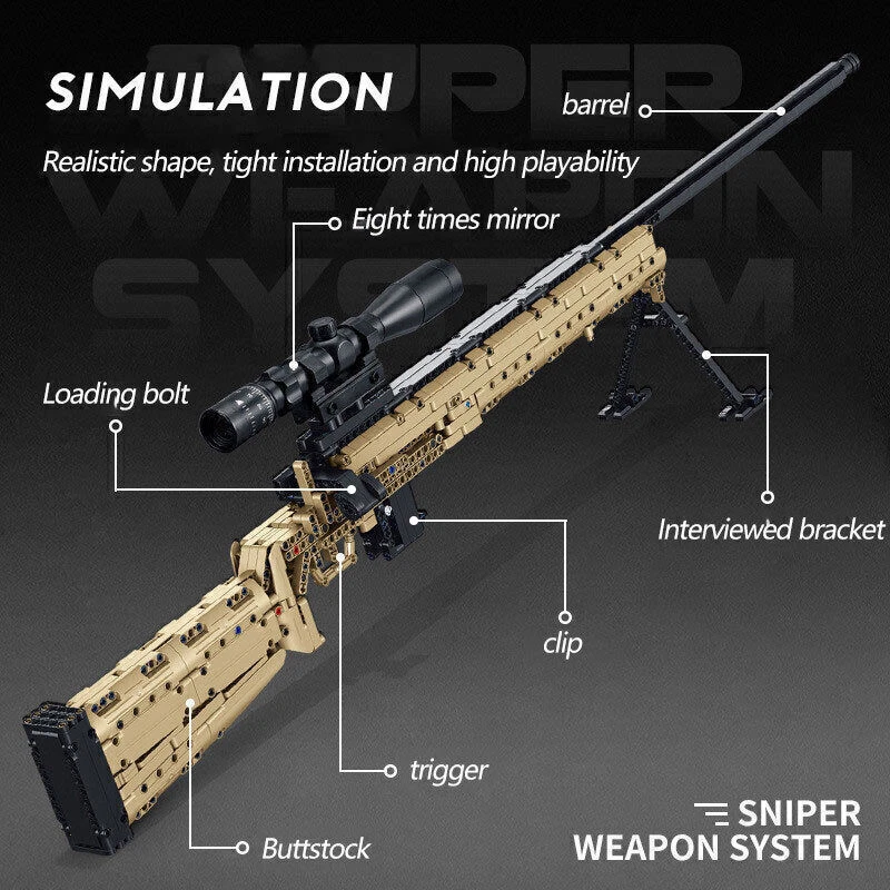 MOC Toys 1086Pcs Model Set1:1 M24 Sniper Rifle Building Blocks Toys Collection - image 1 of 4