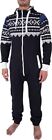 Unisex Plain Fleece 1onesie Hooded Jumpsuit Mens Boys Full Zip Playsuit S-2xl Uk