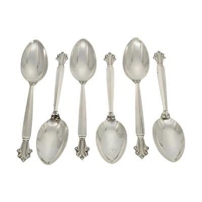 Juego de 6 cucharas de sopa de postre/ovaladas Georg Jensen Acanthus de plata esterlina #19718 Foto 1 de 4