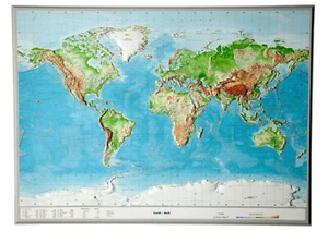 WORLD 3D RAISED RELIEF MAP - Picture 1 of 6