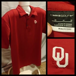 Mens Nike Golf Fit Dry Embroidered Oklahoma OU Sooners Polo Shirt Size Medium - Picture 1 of 10