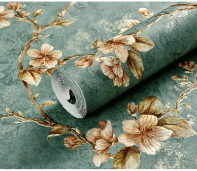 9.5M Vintage American Country Floral Embossed Textured Non-woven Wallpaper Roll - Image 1 of 4