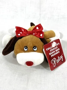 DanDee small mini laying 6" plush stuffed animal soft toy Dog Hearts Bow & Back - Picture 1 of 12