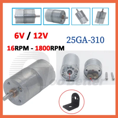 25mm Getriebemotor DC 6V 12V Gleichstrommotor 16-1800RPM Metall Getriebemotoren - Bild 1 von 4
