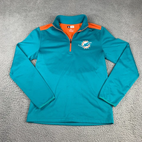 Miami Dolphins NFL Sweater Adult Small Blue 1/4 Zip Long Sleeve Pullover Mens Cover