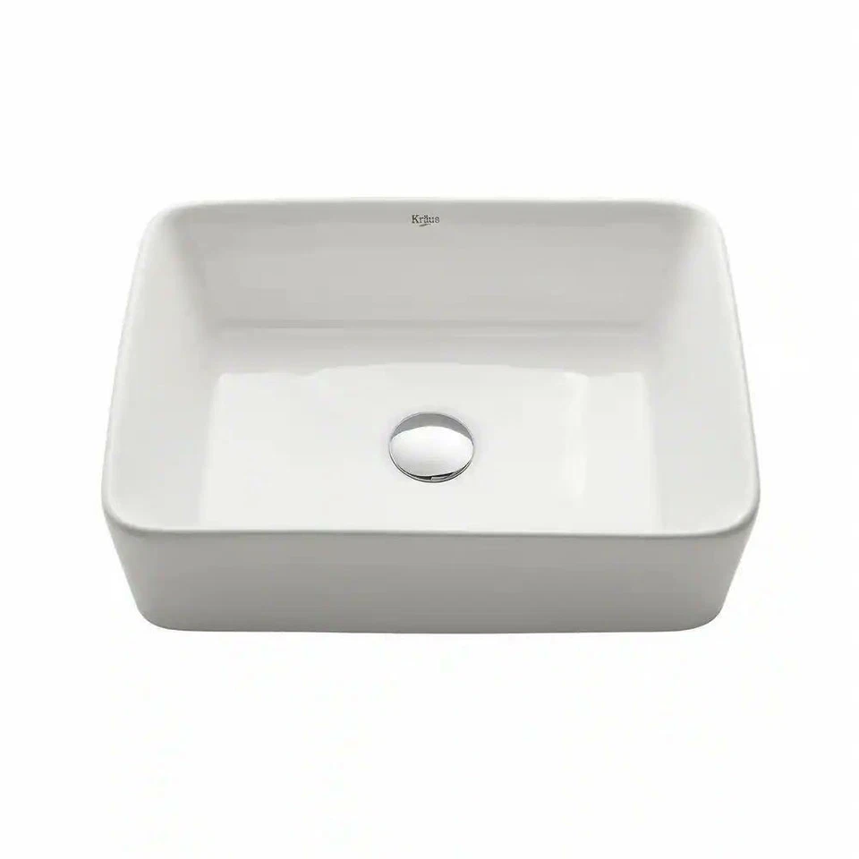 Kraus Kcv-121 White Rectangular Ceramic Bathroom Sink