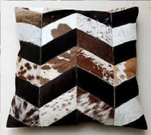 2 Exotic Tricolor Cowhide Cushion Pillowcases Brown, Black and White Tri Color | - Picture 1 of 2