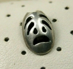 Scary Broadway Vintage Sterling Silver Theater Drama Tragedy Mask Tie Pin 925 - Picture 1 of 6