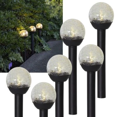 6er Set LED Solar Kugelleuchte 23x6cm mit Echt-Glas Kugel-Lampe Balkon-Leuchten - Bild 1 von 3