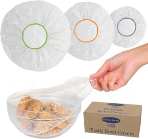100 Bowl Covers Reusable - Plastic Bowl Covers Elastic Reusable - Food Covers - - Picture 1 of 1