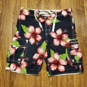 Abercrombie Kids Swim Board Shorts XL 31 X 10 Blue Pink Floral Hawaiian - Picture 1 of 7